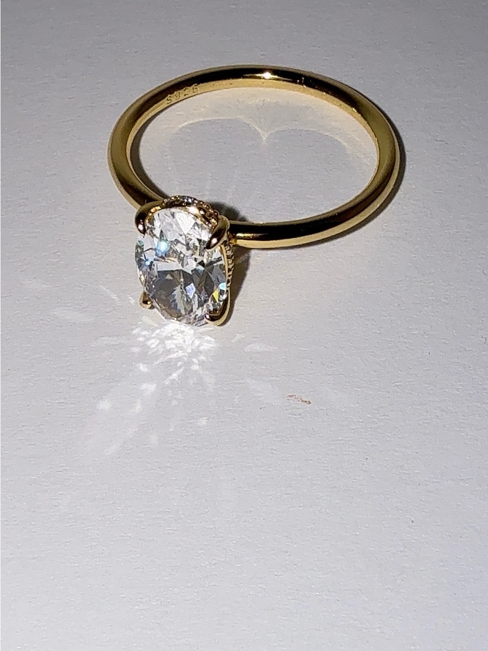 3 CT Oval CZ Hidden Halo Ring S925 Gold Plated Size 10
